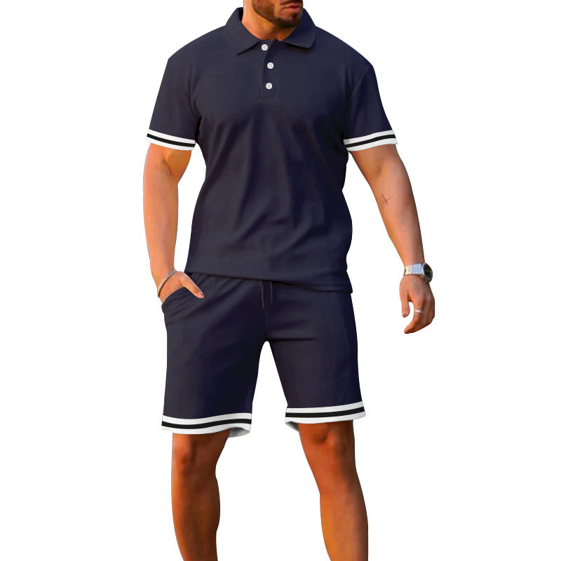 Lapel Short-sleeved Shorts Two-piece Sports And Leisure Men's Suit NorixaFashion.com