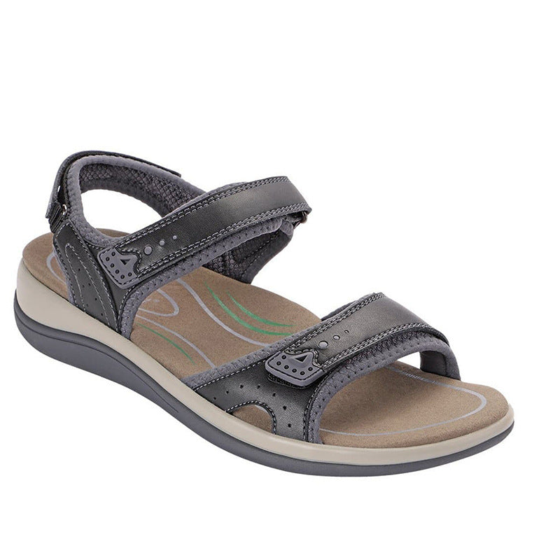 Casual Comfort Flat Fish Mouth Hollow Velcro Beach Sandals LadyShow.Store