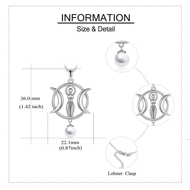 Triple Moon Goddess Necklace Amulet Wizard Pendant with Shell Pearl Necklace for Women LadyShow.Store