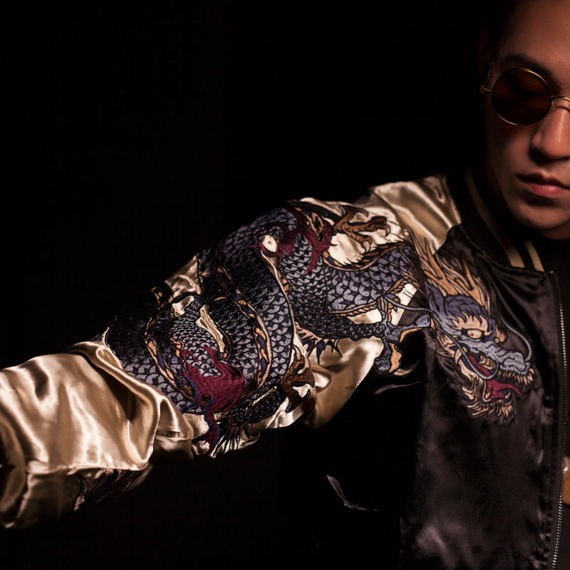 Men's Double-Sided Embroidered Jacket with Four Gods Pi-Mart