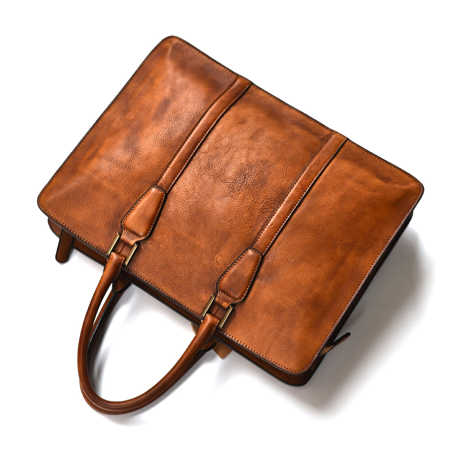 New Men's Handbag Vegetable Tanned Leather Retro Horizontal LadyShow.Store