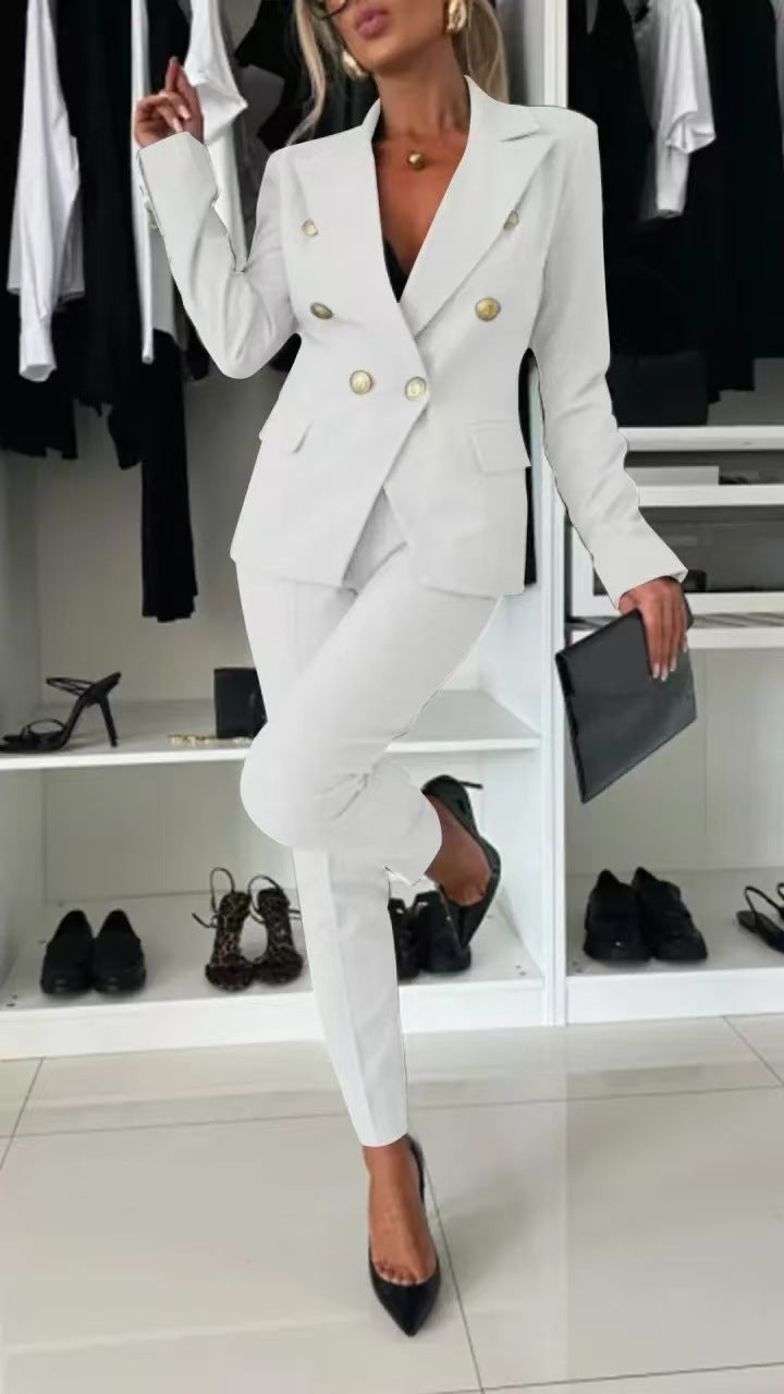 New All-matching Casual Suit Lapel Button-down Jacket And Slim-fit Trousers For Women's Office Business Set Clothing NorixaFashion.com