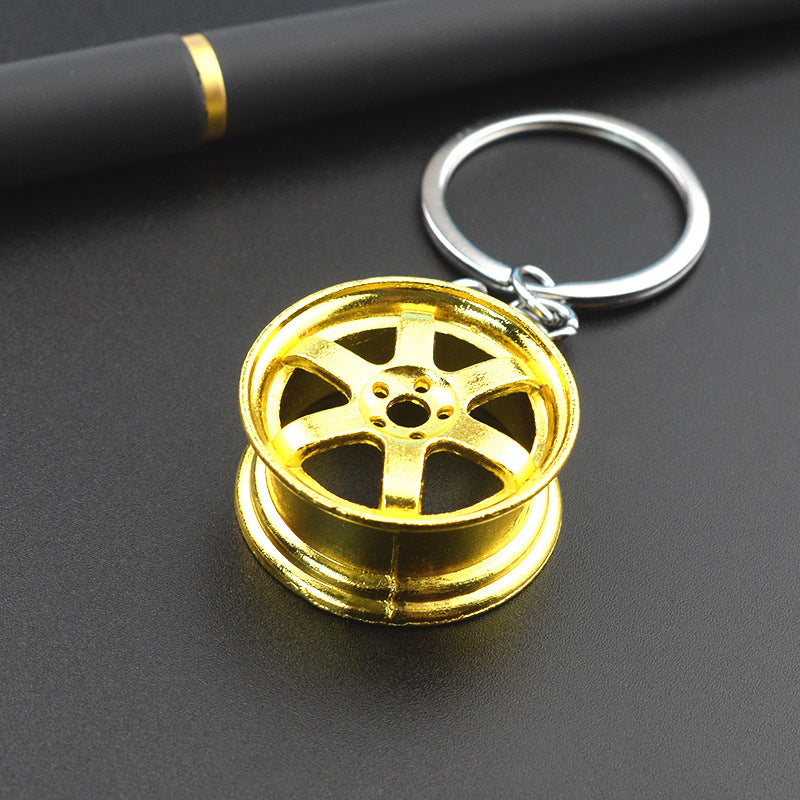 Creative Stereo Car Modification Fittings Wheel Hub Metal Keychains LadyShow.Store