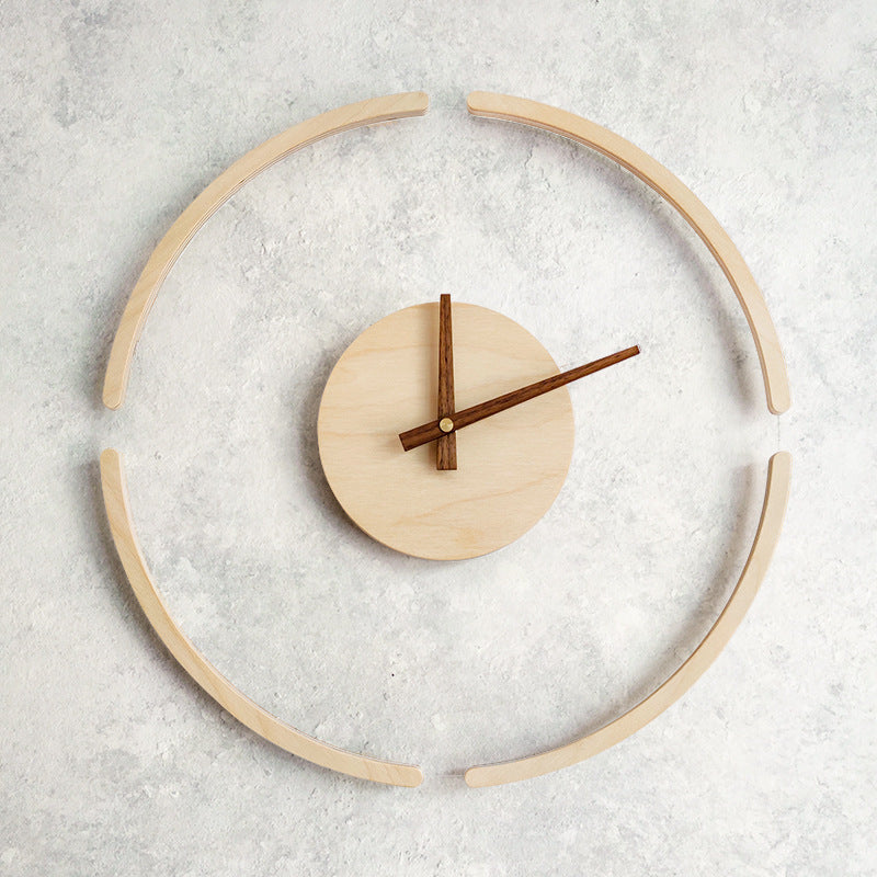 Creative Transparent Floating Wall Clock Nordic Simple Wooden Clock PearlNestDecor.com