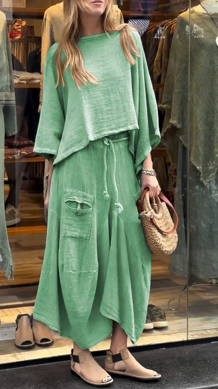 Casual Solid Color Loose Dress Two-piece Suit LadyShow.Store