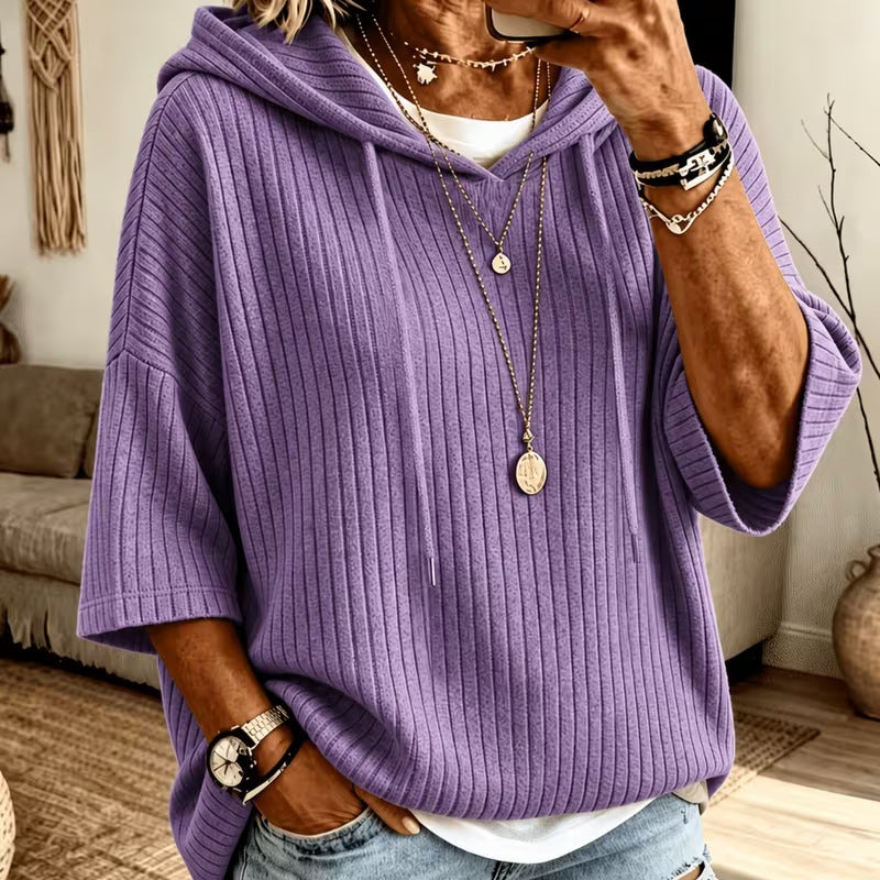 Solid-color Hoodie With Double Hoods And A Drawstring NorixaFashion.com