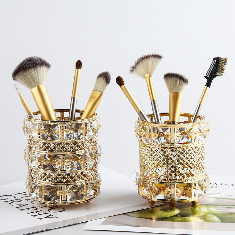 Makeup Brush Organizer - European Style Golden Crystal LadyShow.Store