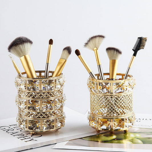 Makeup Brush Organizer - European Style Golden Crystal LadyShow.Store