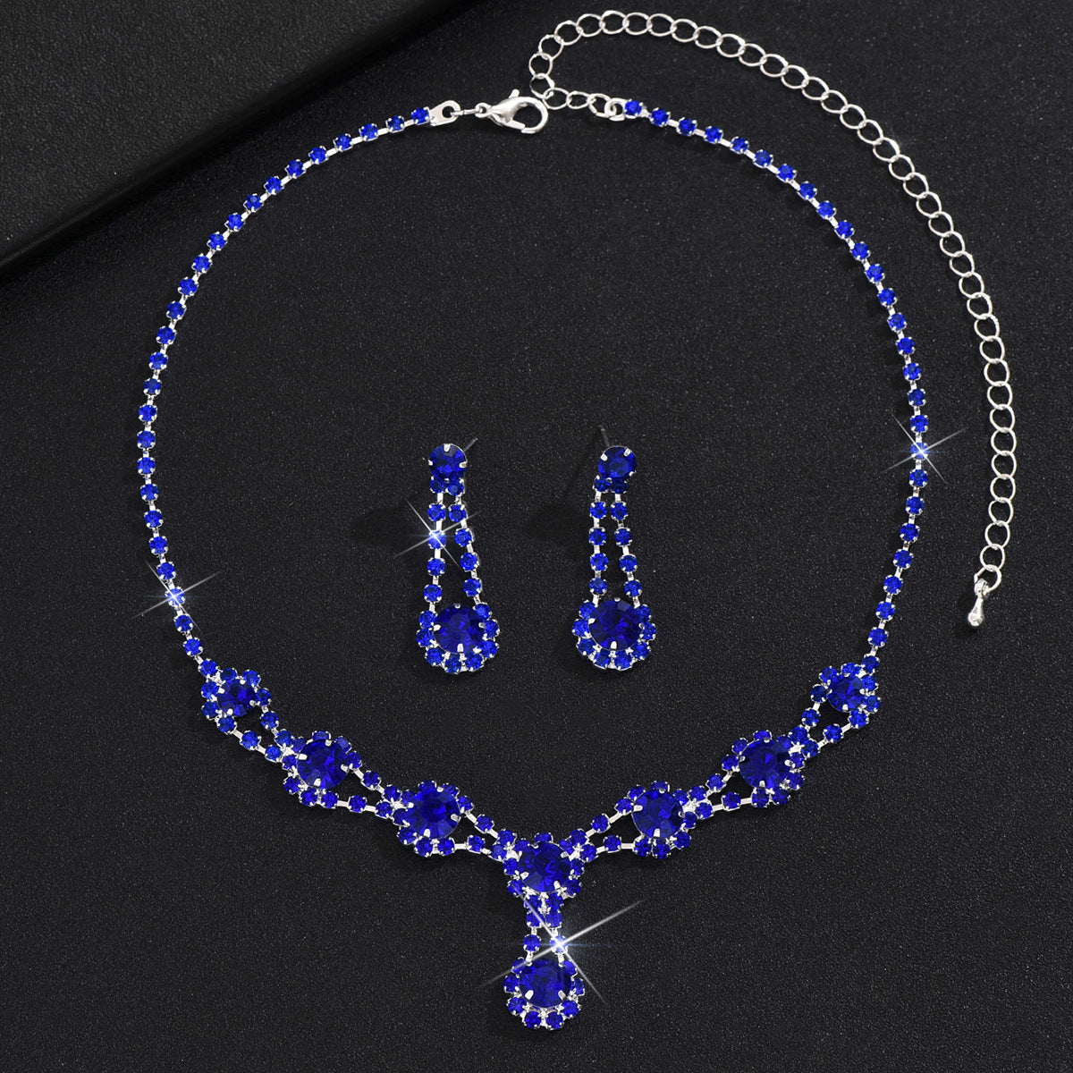 Hot Selling Simple High-grade Rhinestone Crystal Necklace Earrings LadyShow.Store