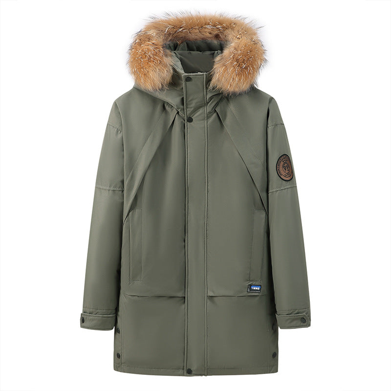 Men's Down Jacket Thickened Mid-length White Duck Down Coat Best YouTube Store