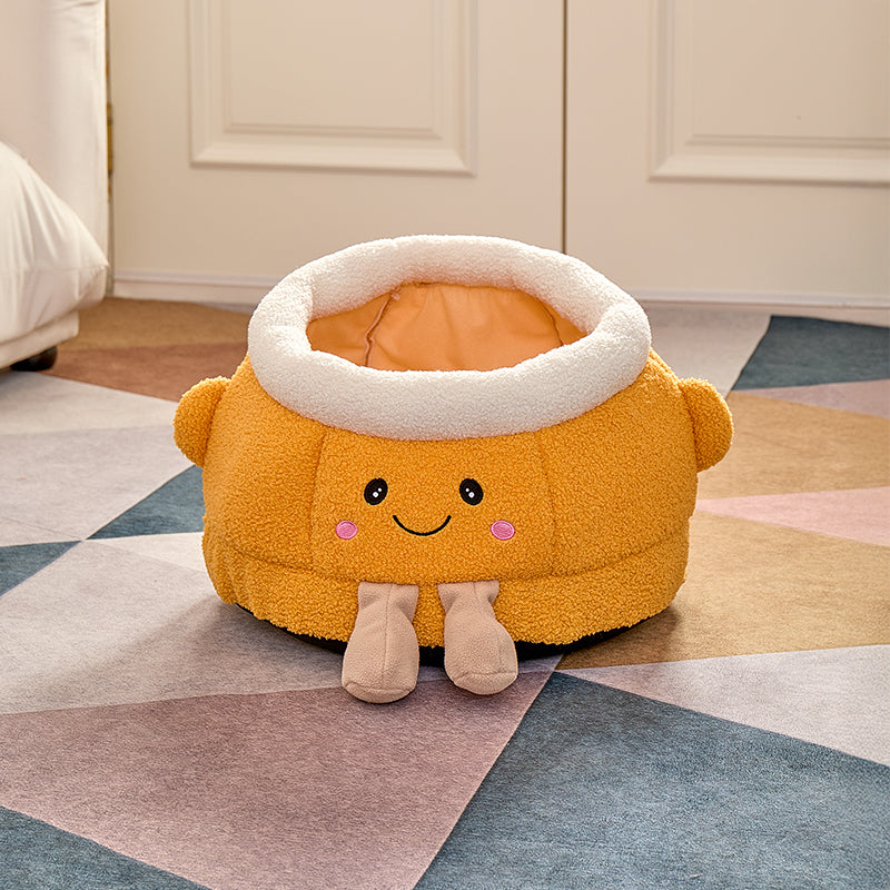 Orange-Themed Smile Face Cat Bed Pets Fashion