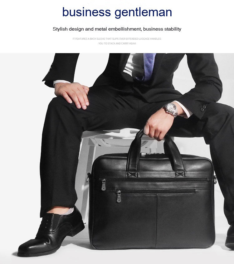 Leather Handbag Briefcase Napa Leather Comfortable Texture Men's Real-leather Bag LadyShow.Store