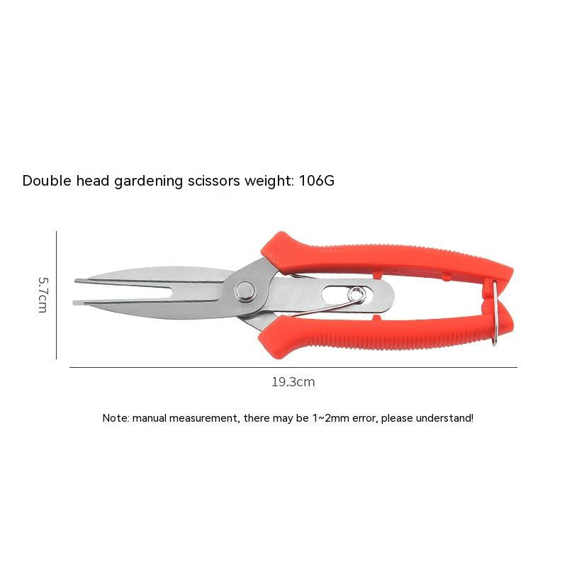 Stainless Steel Double-headed Garden Pruning Fruit And Vegetable Picking Scissors Bonsai Tool Flower Grafting Scissors