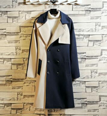 Men's Color Blocking Long Sleeve Double Breasted Jacket Pi-Mart