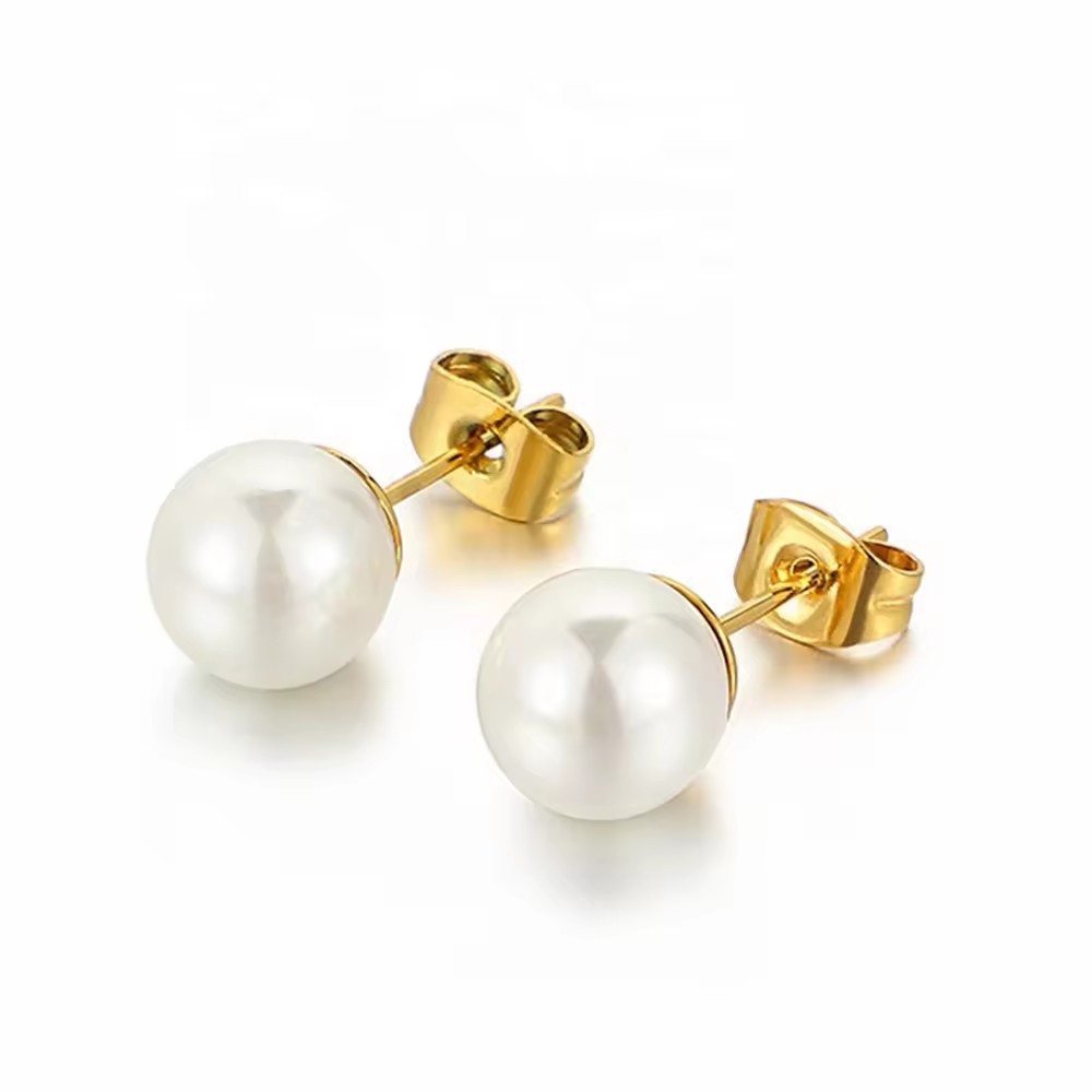 S925 Sterling Silver Needle Natural Freshwater Pearl Ear Studs CJD