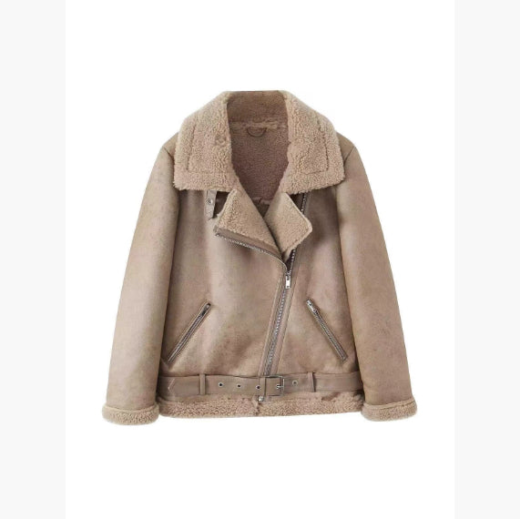 Women's Double-sided Suede Motorcycle Jacket LadyShow.Store