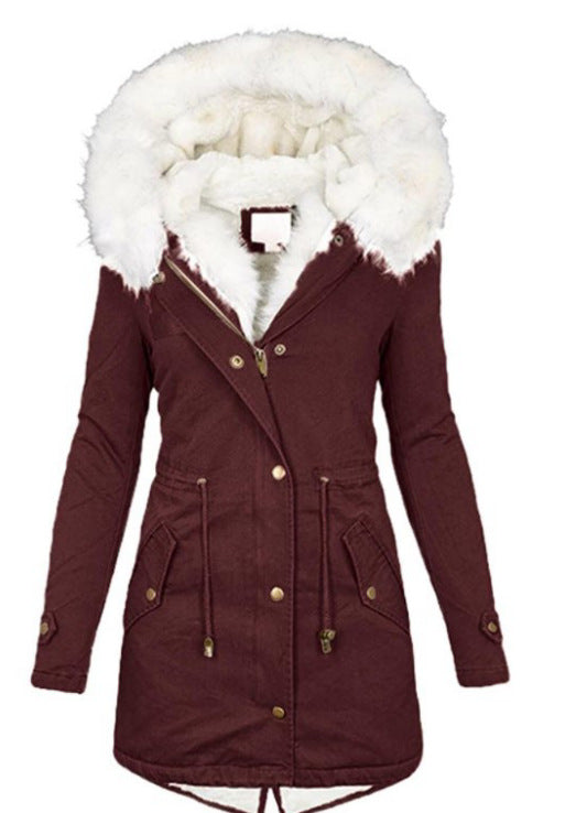 Women's cotton padded jacket with white collar LadyShow.Store