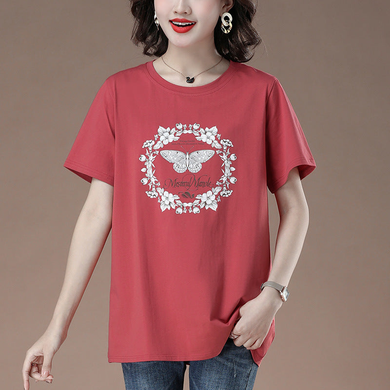 Bee Graphic Round Neck Short Sleeve T-Shirt Pi-Mart