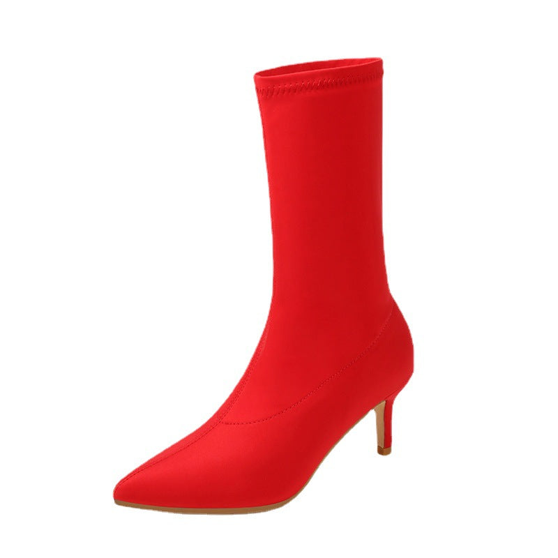 Women's Shoes Stylish Ankle Boots Sexy Pointed Toe Stiletto High Heels Boots LadyShow.Store