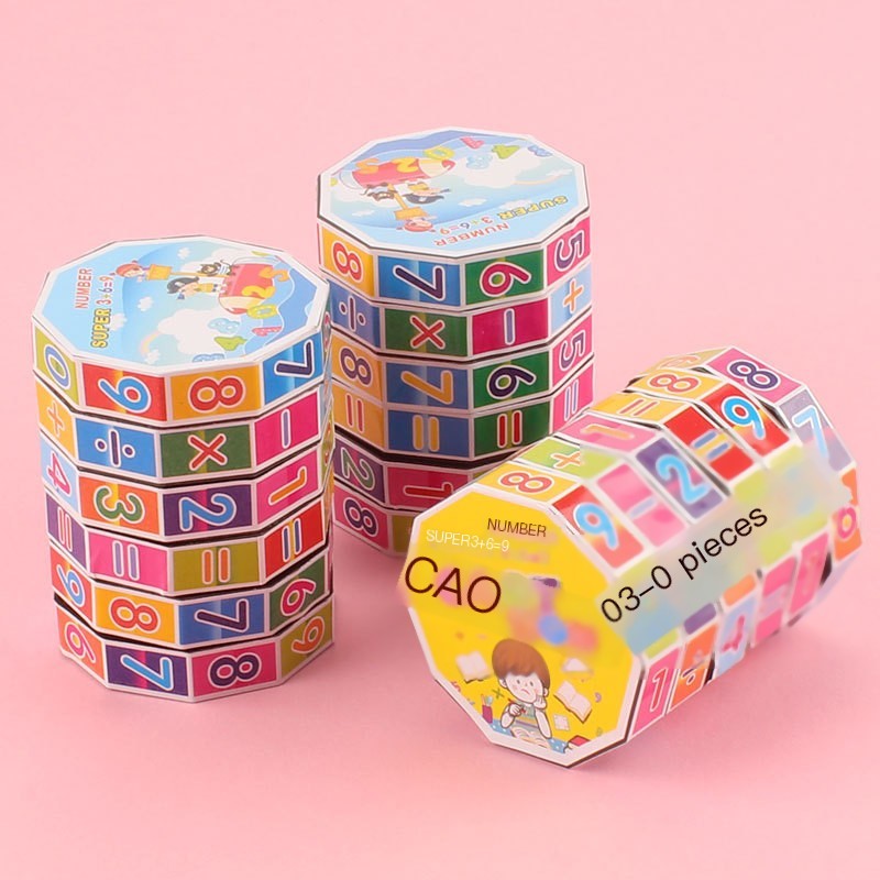 Cylindrical Six-Sided Math Cube for Kids Learning Toy Pi-Mart