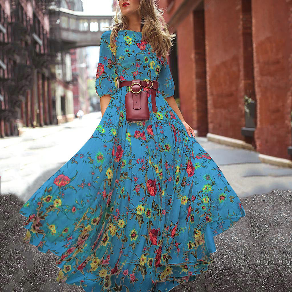 Women's Chiffon Print Swing Dress