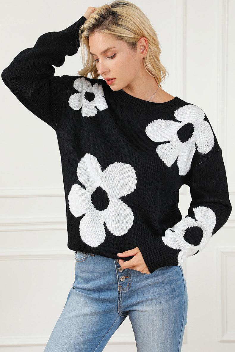 Floral Print European-Style Sweater NorixaFashion.com