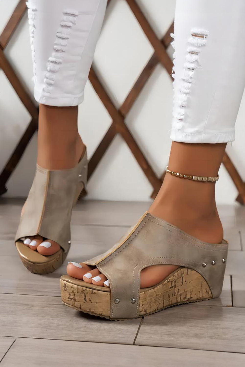 Gianna Pu Leather Wedge Slippers LuxuryLifeWay Online Store