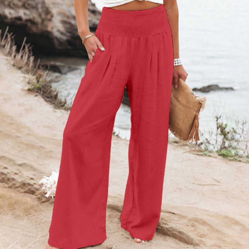 Women's Pants Casual Wide Leg Cotton Linen Loose Trousers NorixaFashion.com