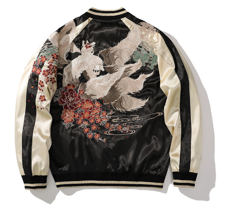 Men's Chinese Style Embroidered Baseball Jacket (Plus Size) Pi-Mart