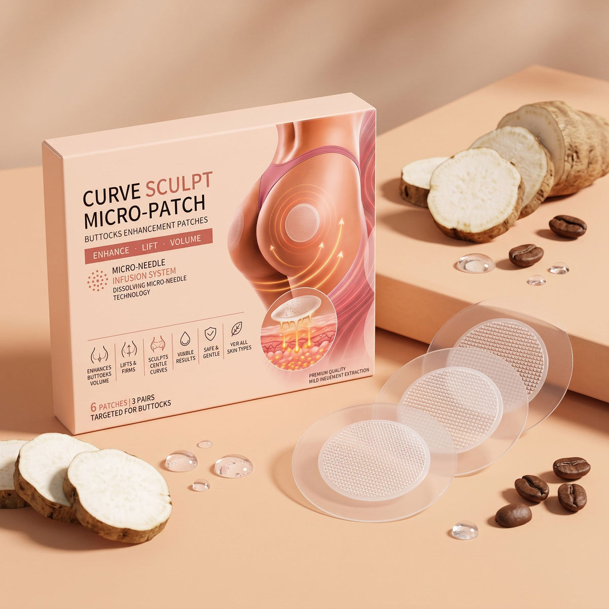Gentle And Delicate Buttocks, Soft And Moisturizing Care For Buttocks, Skin Friendly Contour, Easy To Absorb Buttocks Skin Tightening Patch 6pcs 1 Box Tri Light Beauty