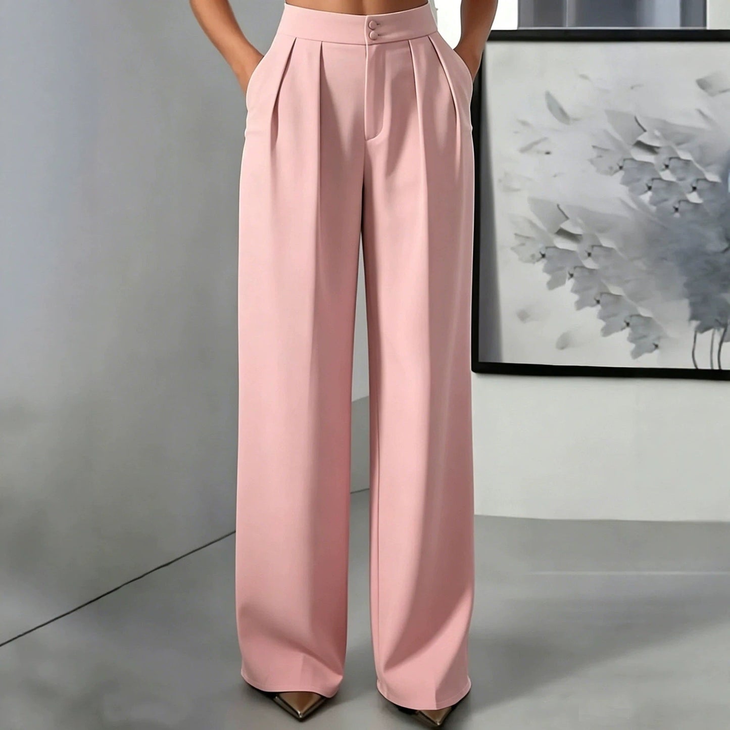 Straight-leg Minimalist Suit Slim-fit Elastic-waist Pants For Women NorixaFashion.com