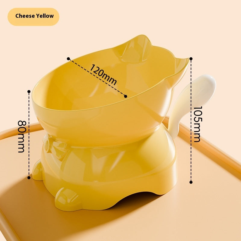 Stainless Steel Anti-fall Oblique Cat Bowl Pets Fashion