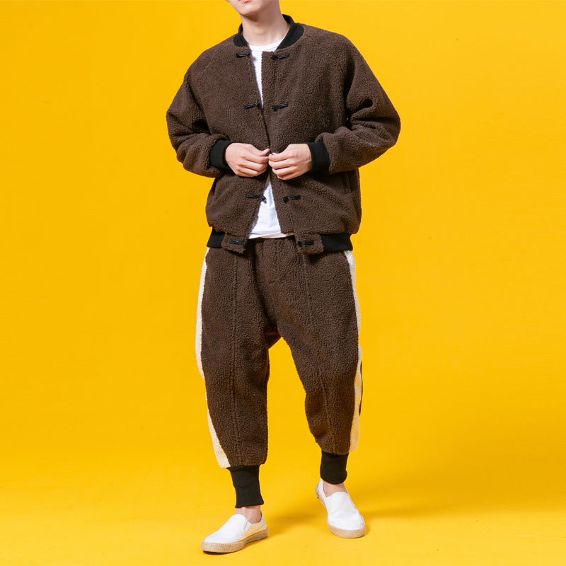 Chinese Style Winter Outfit with Cotton Jacket and Pants Pi-Mart