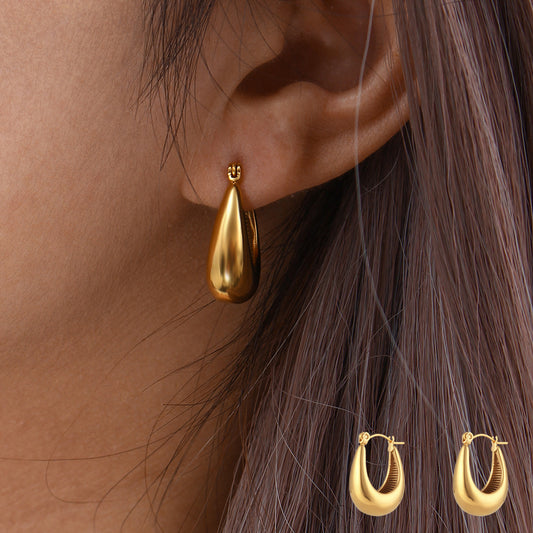 New Stainless Steel Hollow Glossy Thick U-shaped Earrings CJD2