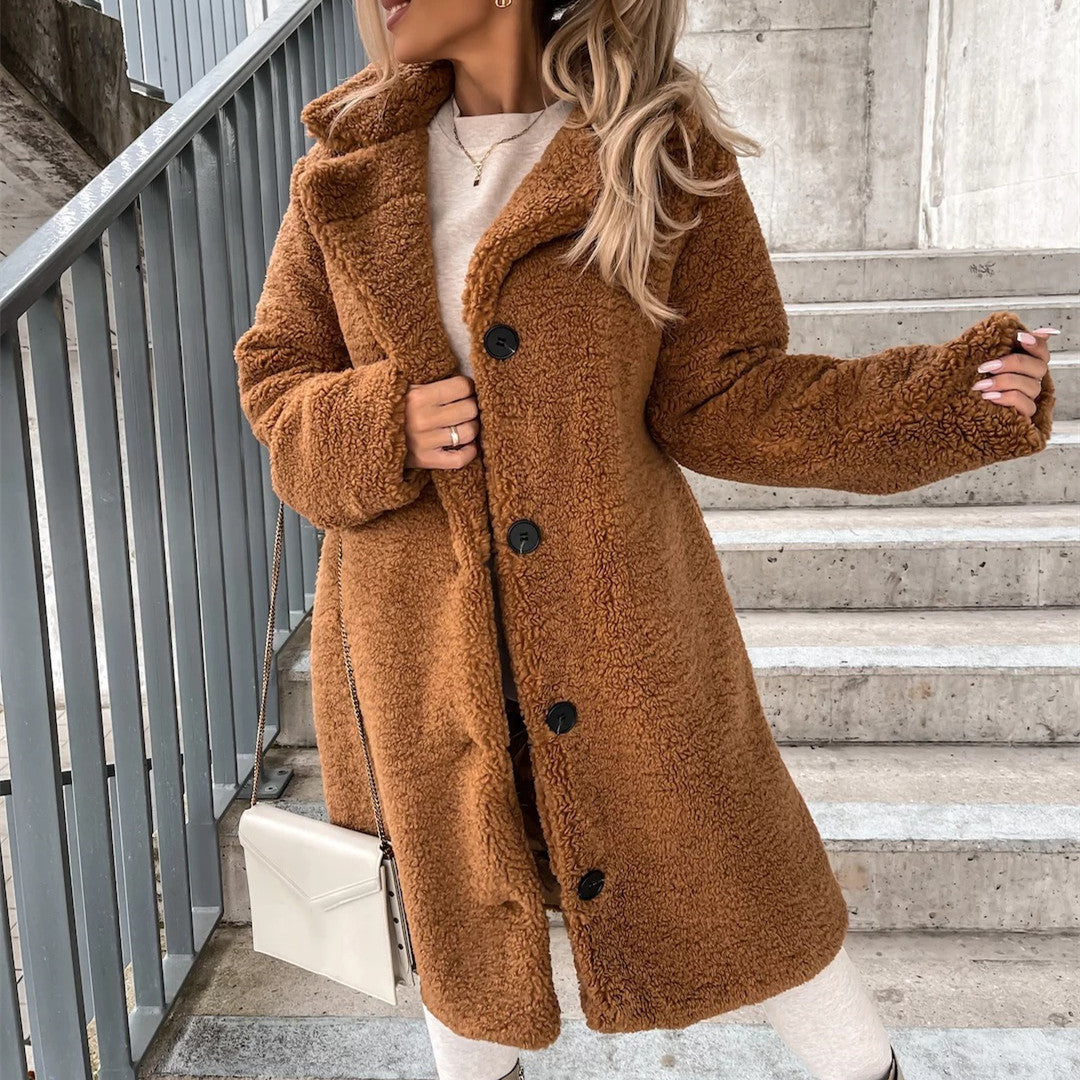 Women's Long-sleeved Lapel Plush Jacket Top LadyShow.Store