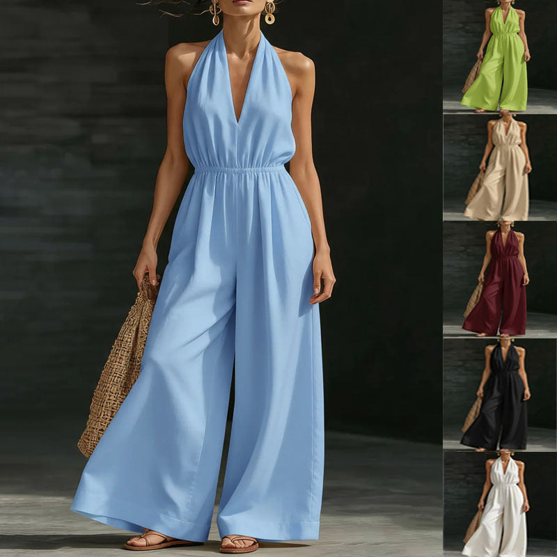V-neck Halter Neck Jumpsuit For Women LadyShow.Store