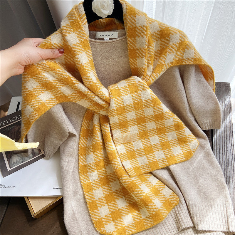 Knotted Shoulders With Contrasting Color Small Shawls LadyShow.Store