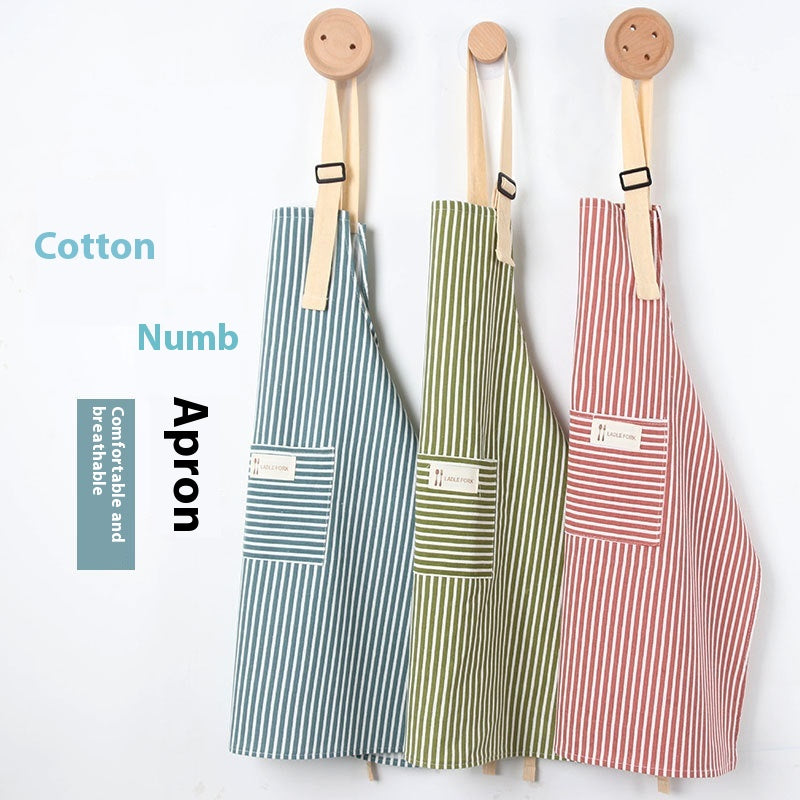 Cotton And Linen New Apron Women's Kitchen Home Summer Thin PearlNestDecor.com
