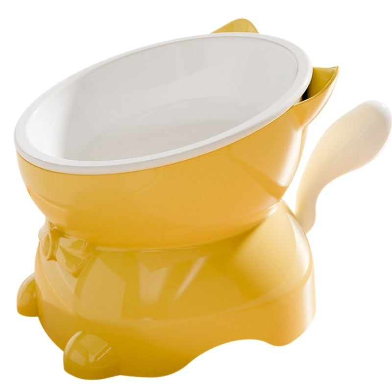 Stainless Steel Anti-fall Oblique Cat Bowl Pets Fashion