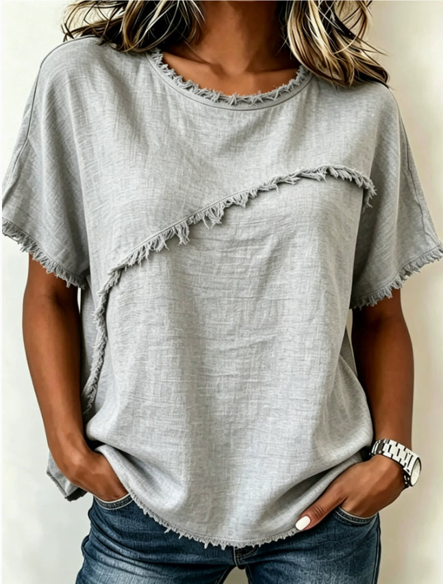 Women's Round-Neck Casual Loose Short-Sleeve Top NorixaFashion.com