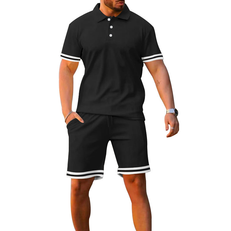 Lapel Short-sleeved Shorts Two-piece Sports And Leisure Men's Suit NorixaFashion.com
