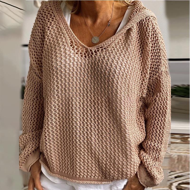 Sun Protection Knitted Hooded Sun Protection Clothing Hooded Thin Loose Sweater NorixaFashion.com