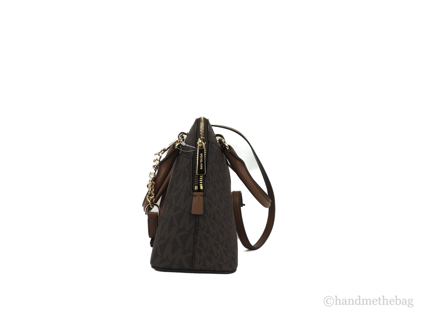 Michael Kors Jet Set Travel Medium Brown Signature PVC Dome X Cross Satchel Bag LadyShow.Store