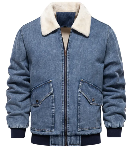 Men's Fleece-Lined Denim Jacket Pi-Mart