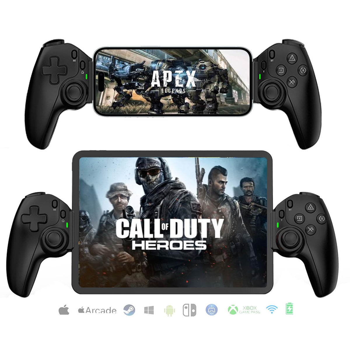 Mobile Cloud Gaming Controller for iPhone 15/14 iPad Tablet Android/PC/Switch/PS3/PS4 Gamepad Joystick with Turbo Streaming on PS5/PS4/Xbox/PC Hall Effect/Hall Trigger 6-Axis Gyro Sensor Black Pi-Mart