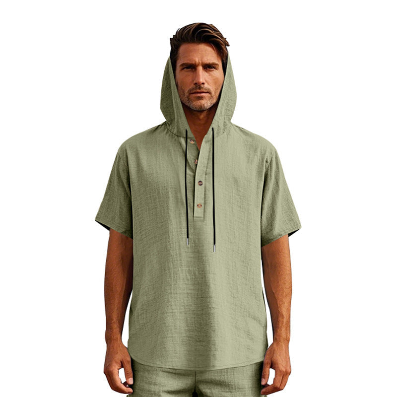 European And American Linen Short-sleeved Men's T-shirt Simple NorixaFashion.com