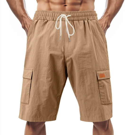 Loose Sports And Leisure Solid Color Linen Drawstring Shorts NorixaFashion.com