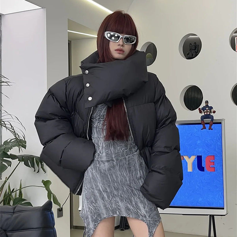 Snap-on Scarf Coat Warm-keeping Cotton Clothing Best YouTube Store