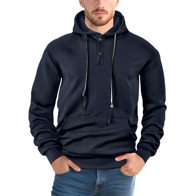 Pullover Solid Color Casual Sports Loose Long Sleeve Hooded Sweater Men LadyShow.Store