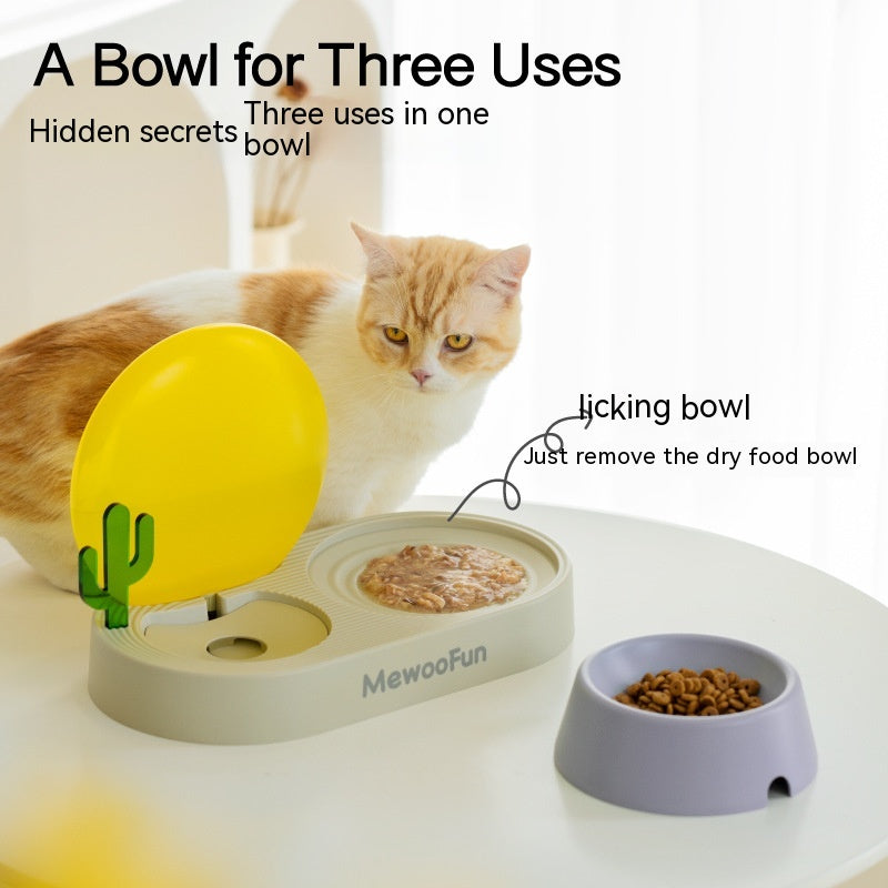 Cat Plastic Drinking Water Rice Basin Double Bowl Pets Fashion